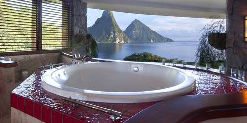 Huffington Post UK features Jade Mountain as one of 15 Breathtaking Hotel Bathrooms to Add to Your Bucketlist